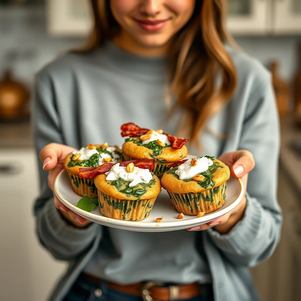 Savory Spinach, Bacon, and Ricotta Muffins – vegetarian recipe