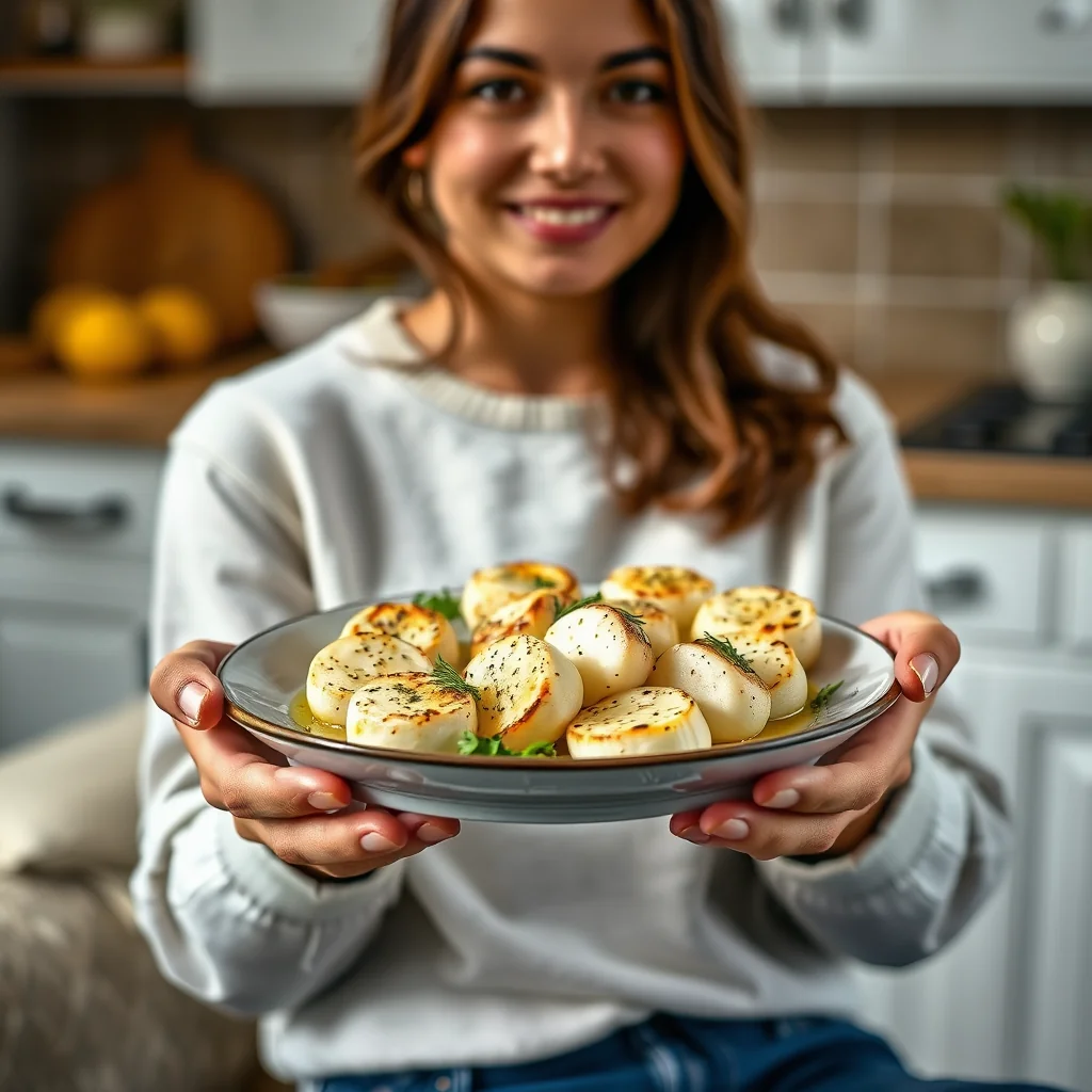 Pan-Seared Lemon Garlic Mozzarella Batons – vegetarian recipe