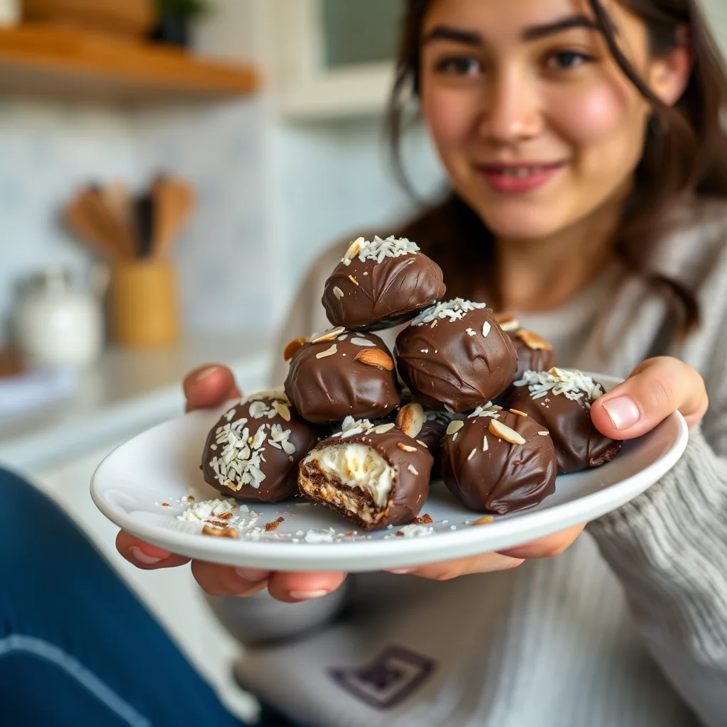 Dark Chocolate Almond Coconut Bites (Homemade Almond Joy) – vegetarian recipe