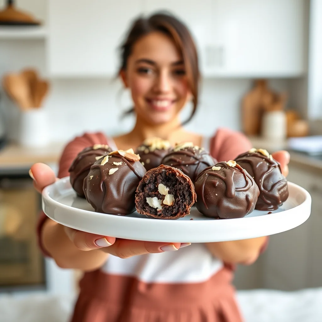 4-Ingredient Dark Chocolate Almond Truffles – vegetarian recipe