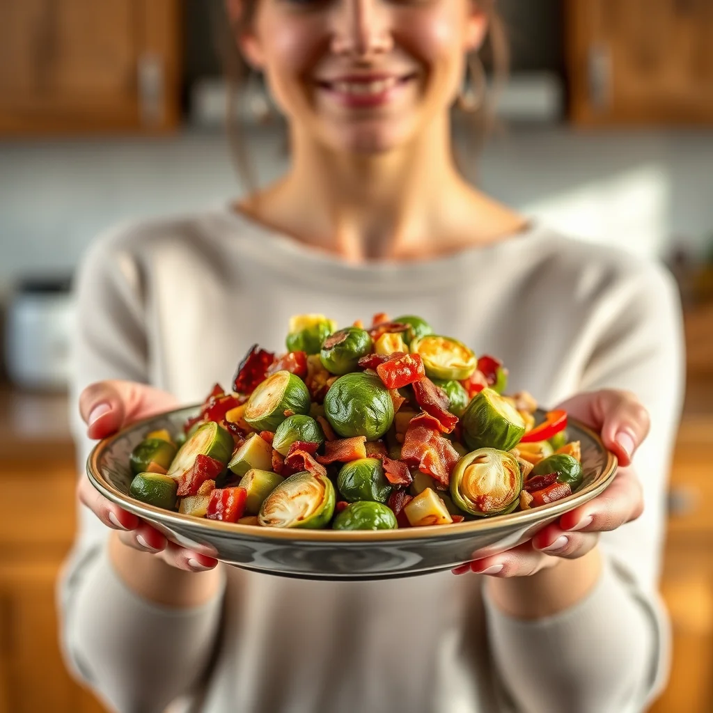 Shaved Brussels Sprouts and Bacon Hash – vegetarian recipe