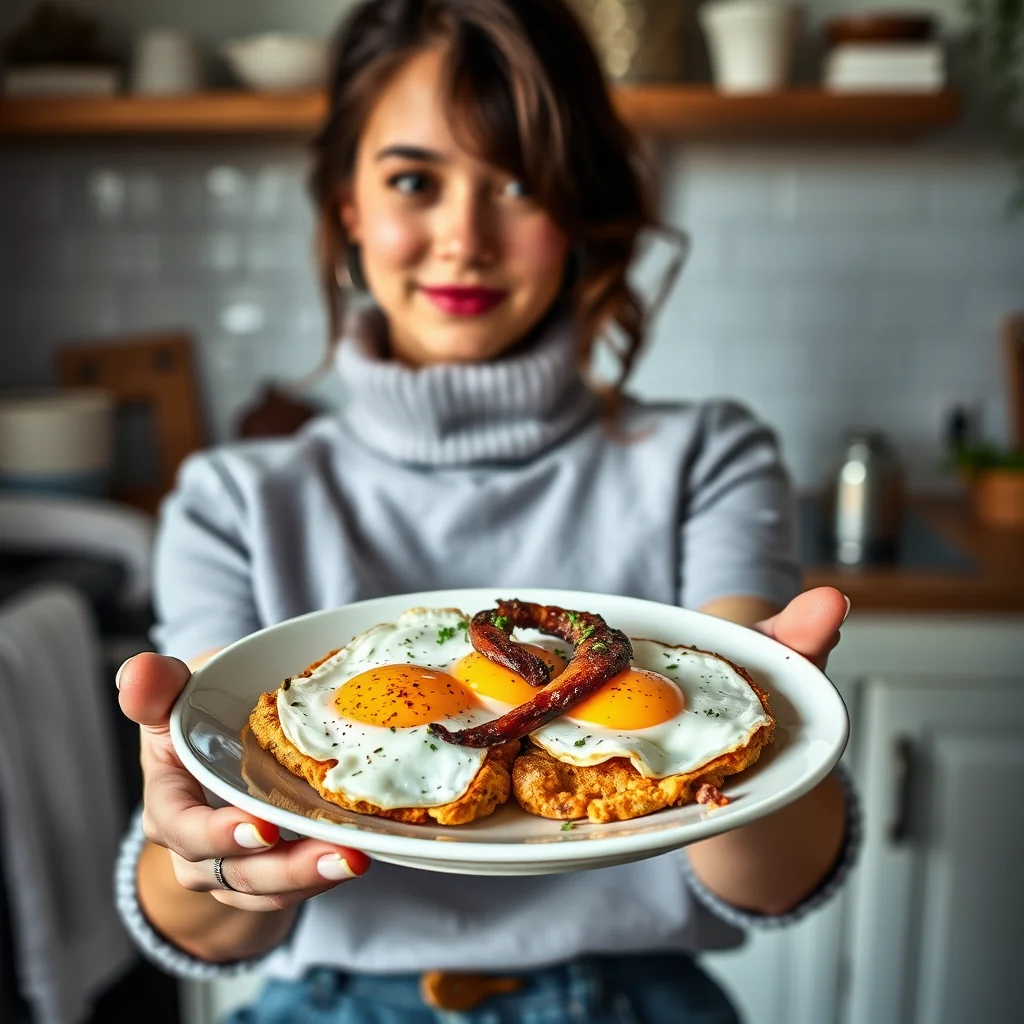 Gourmet Fried Eggs with Balsamic Horseradish Chimichurri – vegetarian recipe